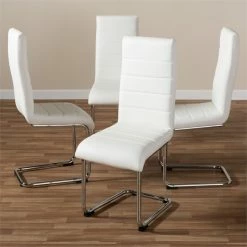 Coupon 👍 Baxton Studio Marlys Faux Leather Dining Chair In White (Set Of 4) ❤️ -Cheap Office Chairs Store 1865060 2 L