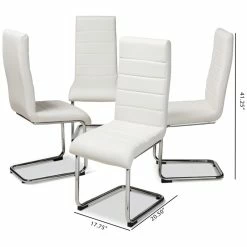 Coupon 👍 Baxton Studio Marlys Faux Leather Dining Chair In White (Set Of 4) ❤️ -Cheap Office Chairs Store 1865060 4 L