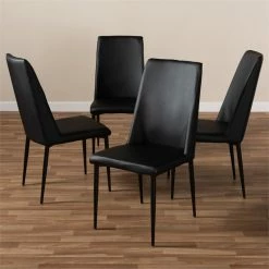 Buy 🌟 Baxton Studio Chandelle Faux Leather Dining Chair In Black (Set Of 4) 🔥 -Cheap Office Chairs Store 1865065 2 L
