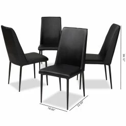 Buy 🌟 Baxton Studio Chandelle Faux Leather Dining Chair In Black (Set Of 4) 🔥 -Cheap Office Chairs Store 1865065 4 L