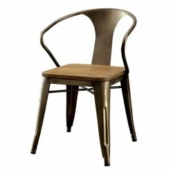 Best Pirce ๐ Bowery Hill Metal Dining Chair In Natural Elm (Set Of 2) ๐ฅฐ
