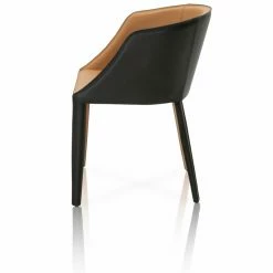 Flash Sale 🌟 Maklaine Leather Dining Side Chair In Saddle And Midnight Edge 🔔 -Cheap Office Chairs Store 1868668 2 L