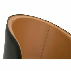 Flash Sale 🌟 Maklaine Leather Dining Side Chair In Saddle And Midnight Edge 🔔 -Cheap Office Chairs Store 1868668 5 L
