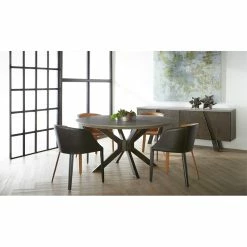 Flash Sale 🌟 Maklaine Leather Dining Side Chair In Saddle And Midnight Edge 🔔 -Cheap Office Chairs Store 1868668 6 L