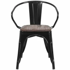 Wholesale ✔️ Flash Furniture Metal Dining Arm Chair In Black ✔️ -Cheap Office Chairs Store 1869713 1 L