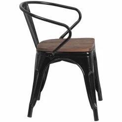 Wholesale ✔️ Flash Furniture Metal Dining Arm Chair In Black ✔️ -Cheap Office Chairs Store 1869713 2 L