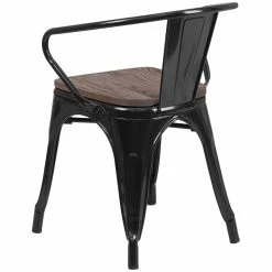 Wholesale ✔️ Flash Furniture Metal Dining Arm Chair In Black ✔️ -Cheap Office Chairs Store 1869713 3 L
