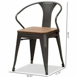 Deals 😀 Baxton Studio Tolix Steel Dining Arm Chair In Gunmetal (Set Of 2) ✔️ -Cheap Office Chairs Store 1880262 7 L