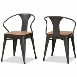 Deals 😀 Baxton Studio Tolix Steel Dining Arm Chair In Gunmetal (Set Of 2) ✔️