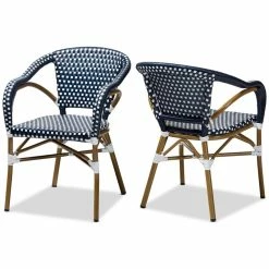 Top 10 😍 Baxton Studio Eliane Dining Side Chair In Navy And White (Set Of 2) 🔥