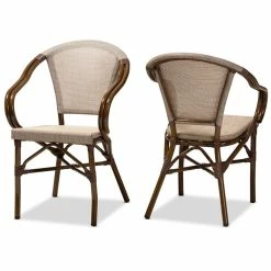 Cheap 🔥 Baxton Studio Artus Dining Arm Chair In Beige (Set Of 2) 🧨