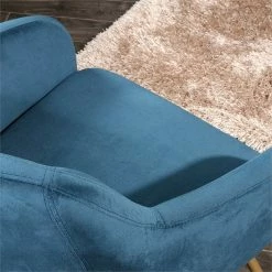 Budget 👏 Sauder International Lux Velvet Accent Chair In Blue And Satin Gold 🎁 -Cheap Office Chairs Store 1890607 15 L