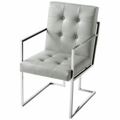 Flash Sale 👍 Posh Living Evan Tufted Faux Leather Dining Chair Light - Gray/Chrome (Set Of 2) ❤️ -Cheap Office Chairs Store 1898335 3 L