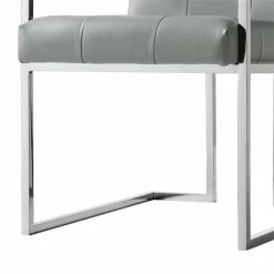 Flash Sale 👍 Posh Living Evan Tufted Faux Leather Dining Chair Light - Gray/Chrome (Set Of 2) ❤️ -Cheap Office Chairs Store 1898335 8 L