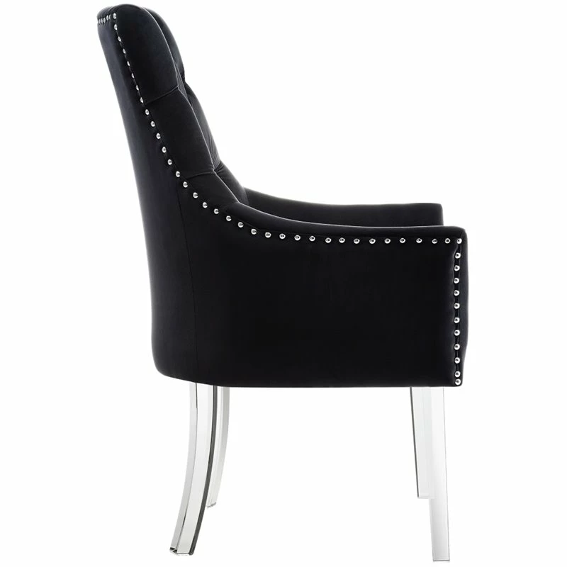 Discount 💯 Posh Living Colton Velvet Dining Chair With Acrylic Legs - Black (Set Of 2) 😉 6 Discount 💯 Posh Living Colton Velvet Dining Chair With Acrylic Legs - Black (Set Of 2) 😉 - Image 4