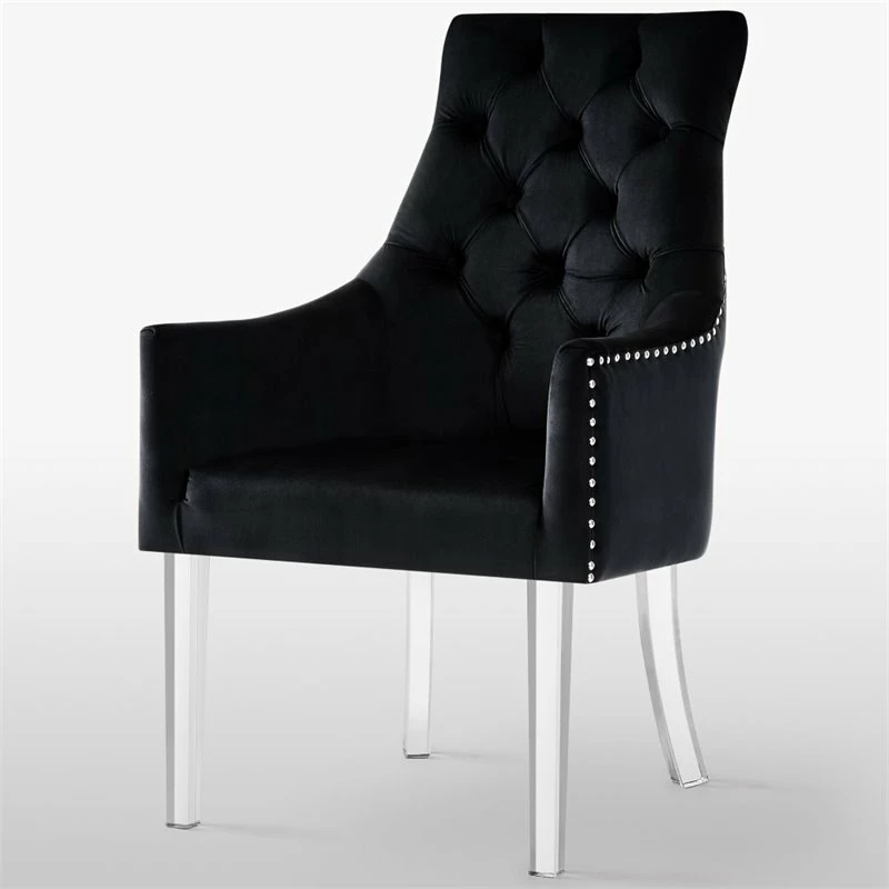 Discount 💯 Posh Living Colton Velvet Dining Chair With Acrylic Legs - Black (Set Of 2) 😉 8 Discount 💯 Posh Living Colton Velvet Dining Chair With Acrylic Legs - Black (Set Of 2) 😉 - Image 6