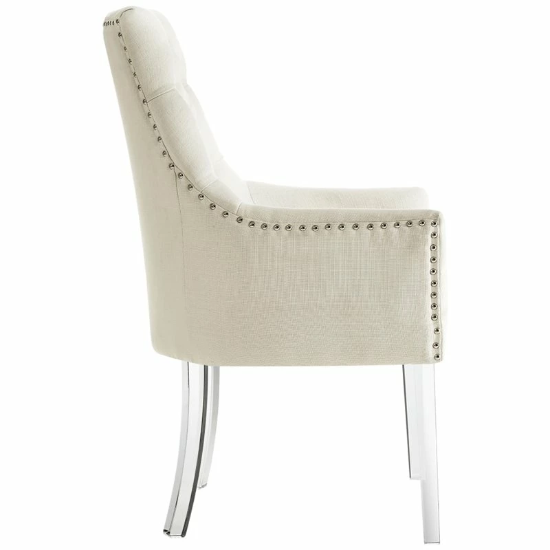 Best Pirce 👍 Posh Living Posh Colton Linen Fabric Dining Chair With Acrylic Legs - Cream/White (Set Of 2) ⭐ 6 Best Pirce 👍 Posh Living Posh Colton Linen Fabric Dining Chair With Acrylic Legs - Cream/White (Set Of 2) ⭐ - Image 4