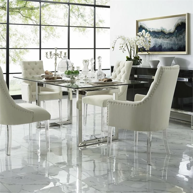 Best Pirce 👍 Posh Living Posh Colton Linen Fabric Dining Chair With Acrylic Legs - Cream/White (Set Of 2) ⭐ 9 Best Pirce 👍 Posh Living Posh Colton Linen Fabric Dining Chair With Acrylic Legs - Cream/White (Set Of 2) ⭐ - Image 7