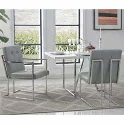 Coupon 😍 Brika Home Faux Leather Dining Chair In Light Gray (Set Of 2) ❤️ -Cheap Office Chairs Store 1913287 1 L