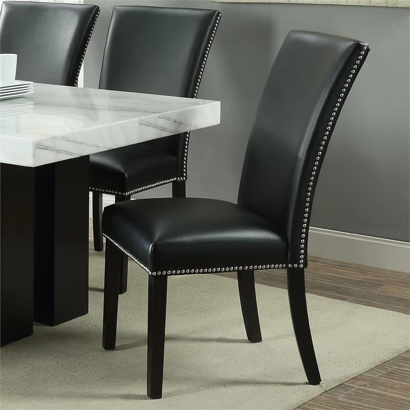 Cheap 🎁 Steve Silver Company Steve Silver Camila Black Faux Leather Dining Chair 😉 4 Cheap 🎁 Steve Silver Company Steve Silver Camila Black Faux Leather Dining Chair 😉 - Image 2