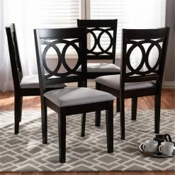 Flash Sale 💯 Baxton Studio Lenoir Fabric And Wood Dining Chairs In Gray And Brown (Set Of 4) ✨ -Cheap Office Chairs Store 1924201 5 L