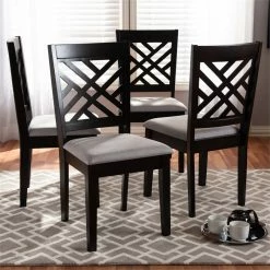 Flash Sale 🔔 Baxton Studio Caron Fabric And Wood Dining Chairs In Gray And Brown (Set Of 4) 😉 -Cheap Office Chairs Store 1924203 3 L