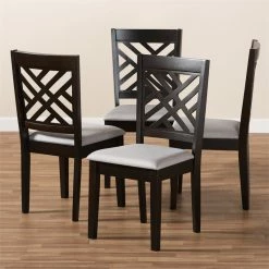 Flash Sale 🔔 Baxton Studio Caron Fabric And Wood Dining Chairs In Gray And Brown (Set Of 4) 😉 -Cheap Office Chairs Store 1924203 4 L