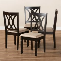 Cheap 😀 Baxton Studio Reneau Fabric And Wood Dining Chairs In Sand And Brown (Set Of 4) 😍 -Cheap Office Chairs Store 1924204 5 L