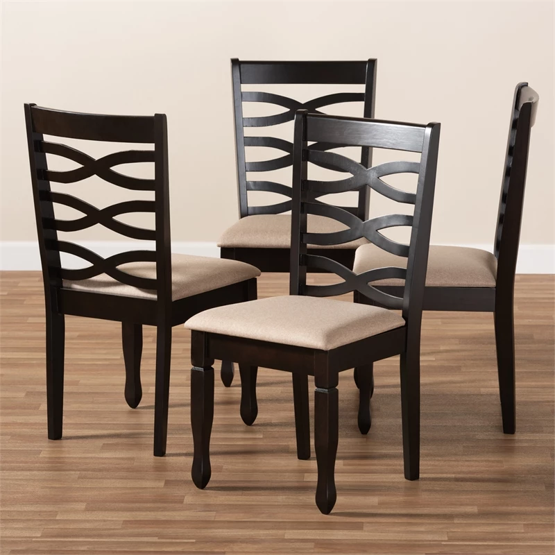 Outlet 🛒 Baxton Studio Lanier Fabric And Wood Dining Chairs In Sand And Brown Set Of 4 😍 8 Outlet 🛒 Baxton Studio Lanier Fabric And Wood Dining Chairs In Sand And Brown Set Of 4 😍 - Image 6