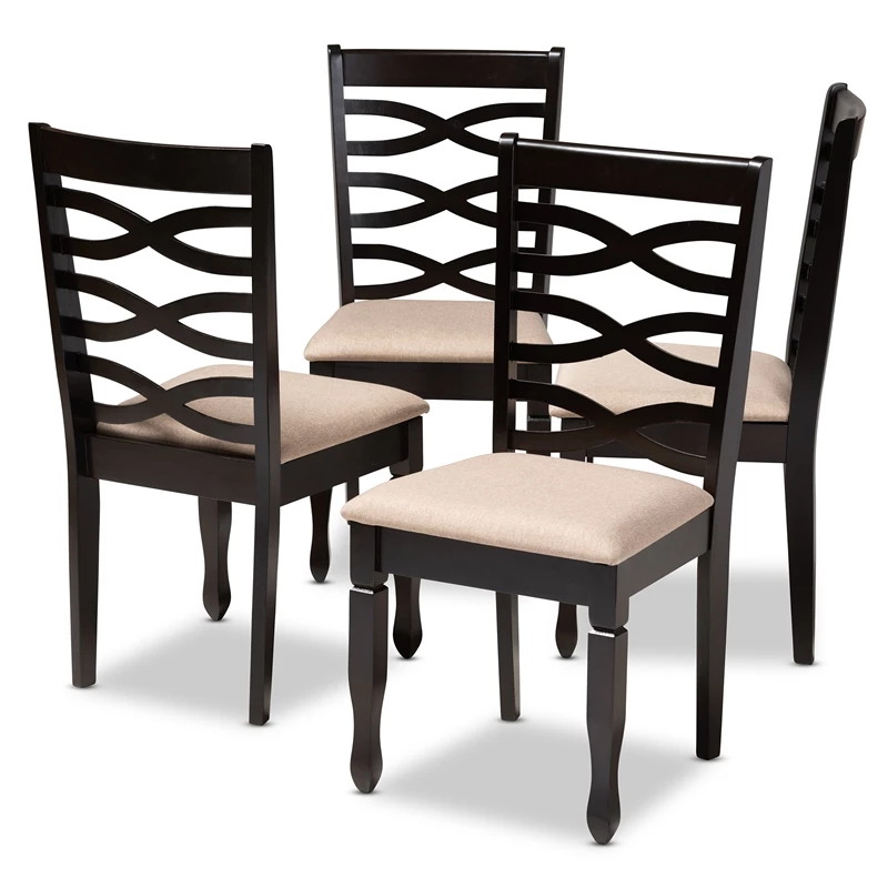 Outlet 🛒 Baxton Studio Lanier Fabric And Wood Dining Chairs In Sand And Brown Set Of 4 😍 10 Outlet 🛒 Baxton Studio Lanier Fabric And Wood Dining Chairs In Sand And Brown Set Of 4 😍 - Image 8