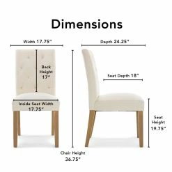 New ⭐ Finch Westport Tufted Dining Chair Set Of 2 Cream 🥰 -Cheap Office Chairs Store 1924461 8 L