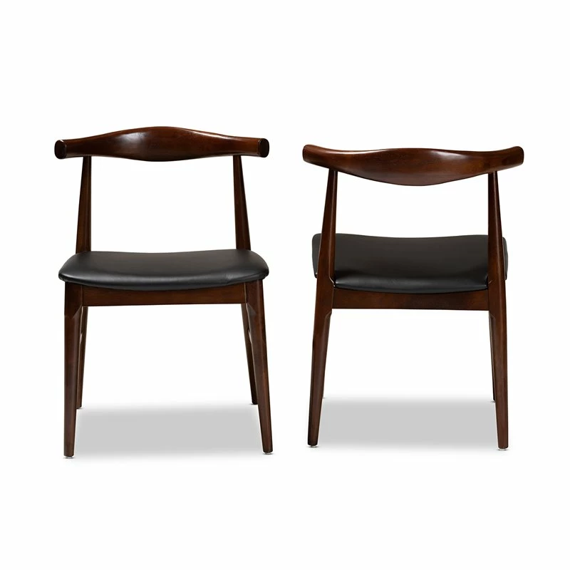 Best Sale ❤️ Baxton Studio Eira Faux Leather And Wood Dining Chairs In Black (Set Of 2) ⌛ 6 Best Sale ❤️ Baxton Studio Eira Faux Leather And Wood Dining Chairs In Black (Set Of 2) ⌛ - Image 4