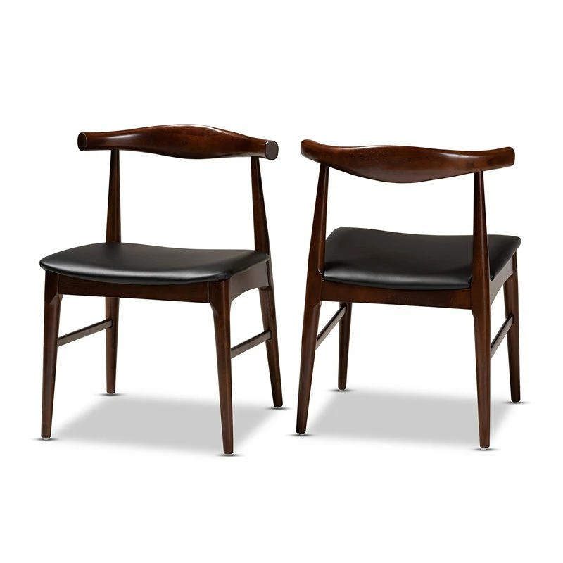 Best Sale ❤️ Baxton Studio Eira Faux Leather And Wood Dining Chairs In Black (Set Of 2) ⌛ 3 Best Sale ❤️ Baxton Studio Eira Faux Leather And Wood Dining Chairs In Black (Set Of 2) ⌛