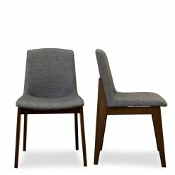 Best Sale 🥰 Ashcroft Levi Mid-Century Modern Polyester Blend Dining Chair In Dark Grey (Set Of 2) 😉