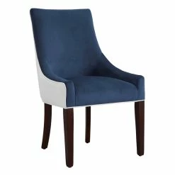 Budget 😀 Comfort Pointe Jolie Upholstered Navy Blue And White Fabric Dining Chair ✔️