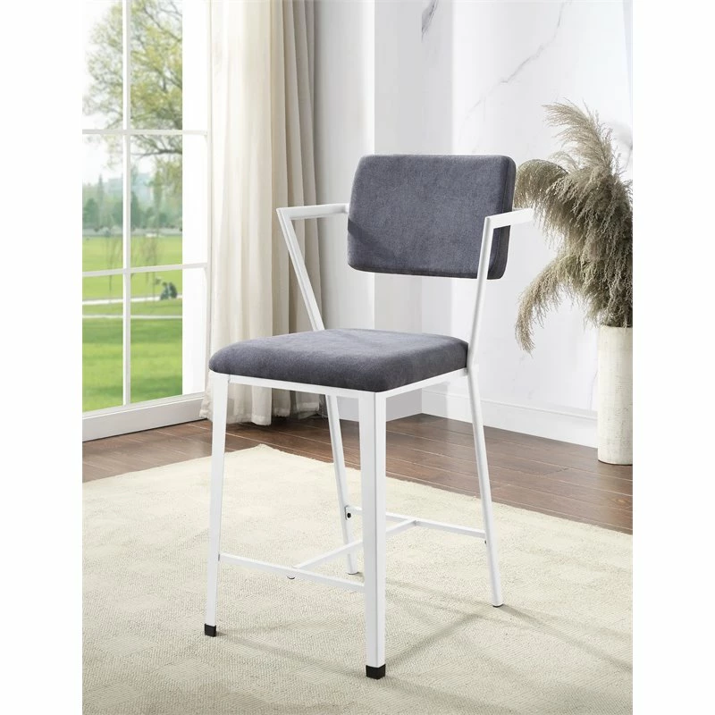 Cheapest ๐งจ ACME Furniture ACME Cargo Counter Height Chair (Set Of 2) In Gray Fabric & White ๐ฅ 7 Cheapest ๐งจ ACME Furniture ACME Cargo Counter Height Chair (Set Of 2) In Gray Fabric & White ๐ฅ - Image 5