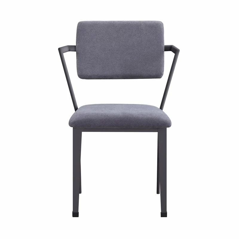 Outlet ❤️ ACME Furniture ACME Cargo Upholstered Dining Arm Chair In Gray And Gunmetal (Set Of 2) 👏 4 Outlet ❤️ ACME Furniture ACME Cargo Upholstered Dining Arm Chair In Gray And Gunmetal (Set Of 2) 👏 - Image 2