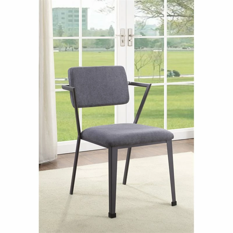 Outlet ❤️ ACME Furniture ACME Cargo Upholstered Dining Arm Chair In Gray And Gunmetal (Set Of 2) 👏 7 Outlet ❤️ ACME Furniture ACME Cargo Upholstered Dining Arm Chair In Gray And Gunmetal (Set Of 2) 👏 - Image 5