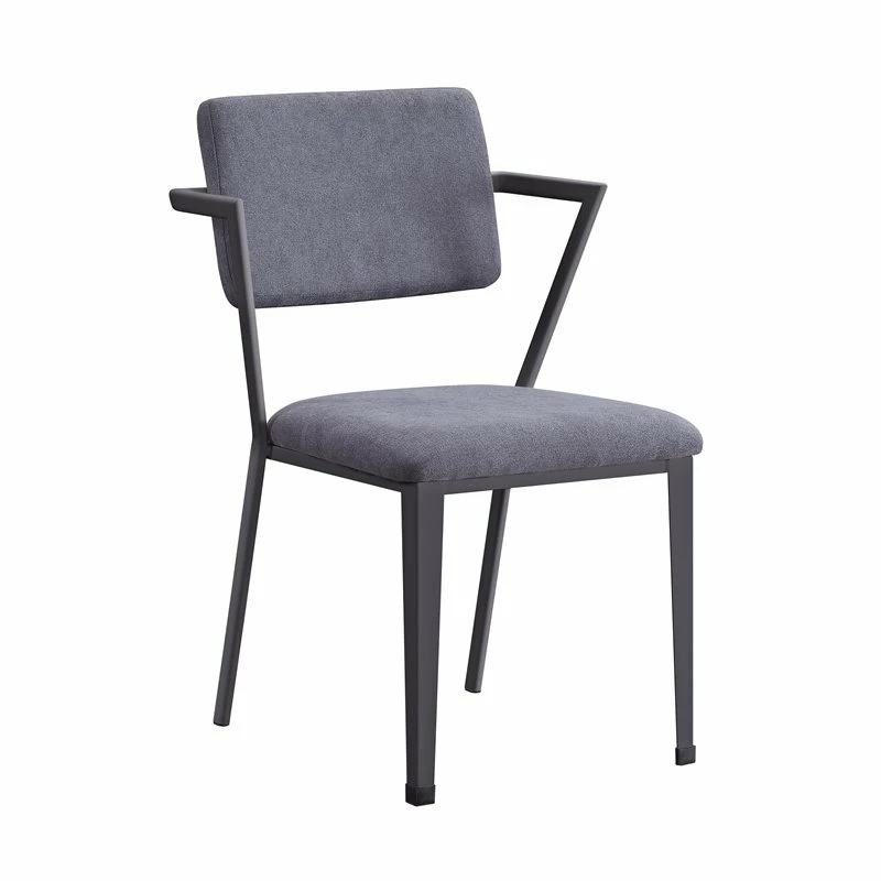 Outlet ❤️ ACME Furniture ACME Cargo Upholstered Dining Arm Chair In Gray And Gunmetal (Set Of 2) 👏 3 Outlet ❤️ ACME Furniture ACME Cargo Upholstered Dining Arm Chair In Gray And Gunmetal (Set Of 2) 👏