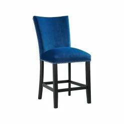 Buy 🥰 Picket House Furnishings Celine Velvet Counter Height Chair In Blue (Set Of 2) 😀 -Cheap Office Chairs Store 1948559 1 L