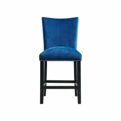 Buy 🥰 Picket House Furnishings Celine Velvet Counter Height Chair In Blue (Set Of 2) 😀 -Cheap Office Chairs Store 1948559 2 L