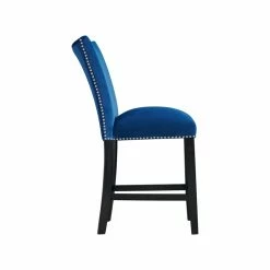 Buy 🥰 Picket House Furnishings Celine Velvet Counter Height Chair In Blue (Set Of 2) 😀 -Cheap Office Chairs Store 1948559 3 L