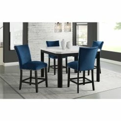 Buy 🥰 Picket House Furnishings Celine Velvet Counter Height Chair In Blue (Set Of 2) 😀 -Cheap Office Chairs Store 1948559 5 L