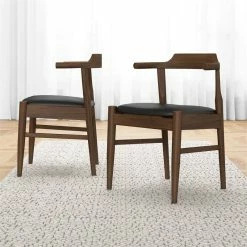 Discount 🧨 Pemberly Row Faux Leather Black Leather Seat Dining Side Chair (Set Of 2) 💯 -Cheap Office Chairs Store 1948797 19 L