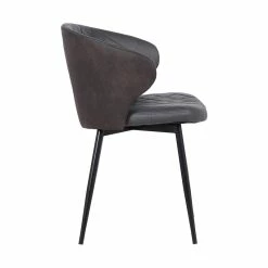 Promo ✔️ Armen Living Ava Faux Leather Dining Arm Chair In Gray And Black 👏 -Cheap Office Chairs Store 1950719 2 L