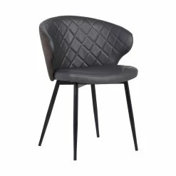 Promo ✔️ Armen Living Ava Faux Leather Dining Arm Chair In Gray And Black 👏 -Cheap Office Chairs Store 1950719 5 L