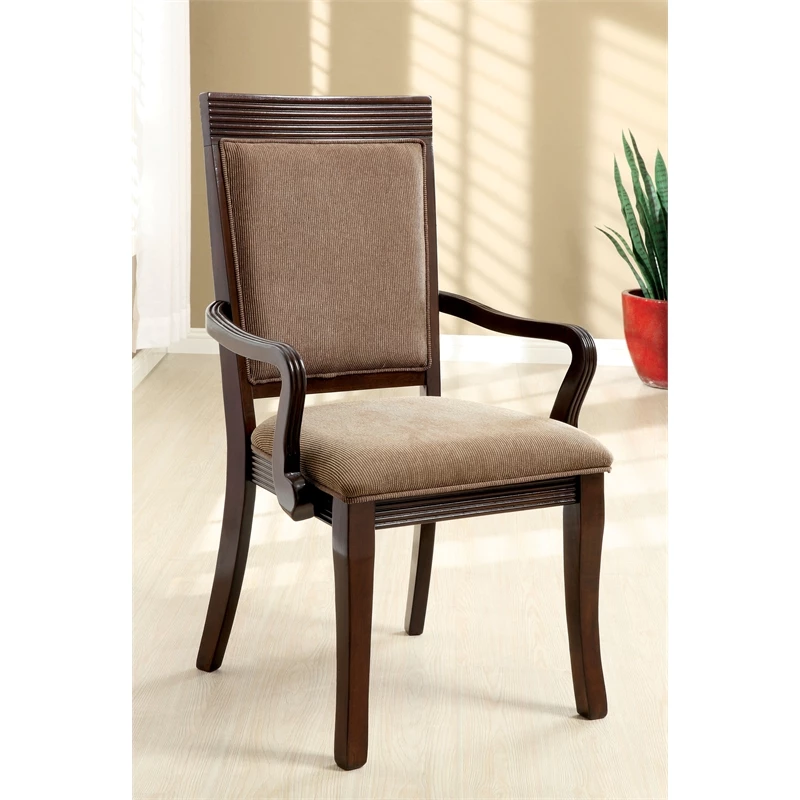 Deals 😀 Furniture Of America Bure Wood Padded Dining Arm Chair In Walnut (Set Of 2) ⌛ 4 Deals 😀 Furniture Of America Bure Wood Padded Dining Arm Chair In Walnut (Set Of 2) ⌛ - Image 2