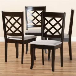 Brand new 👍 Baxton Studio Verner Wood Dining Chair In Gray And Espresso - Set Of 4 💯 -Cheap Office Chairs Store 1951181 3 L