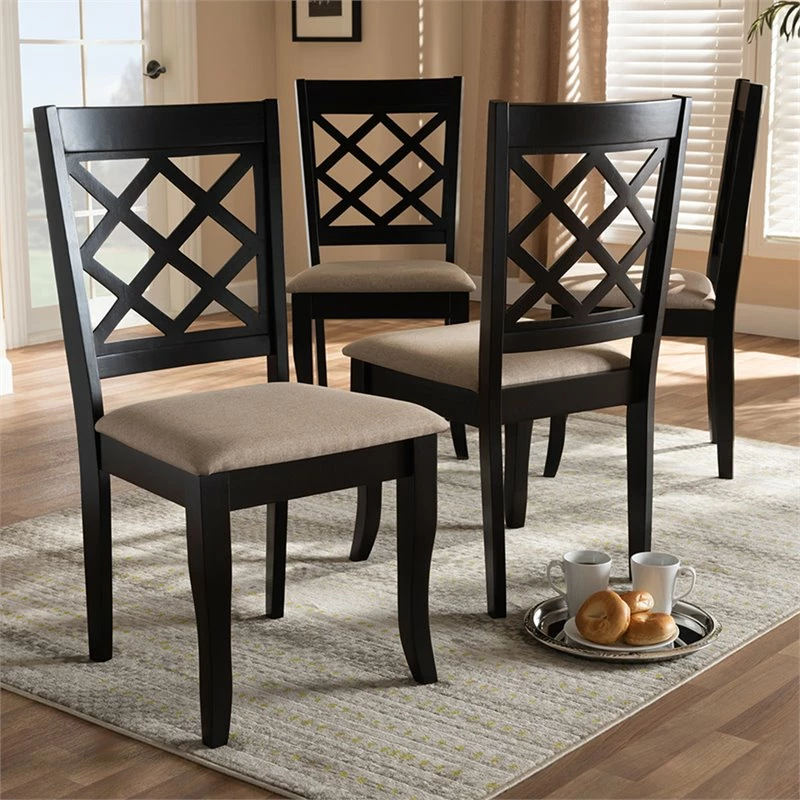 Budget 🌟 Baxton Studio Verner Wood Dining Chair In Sand And Espresso - Set Of 4 🎉 4 Budget 🌟 Baxton Studio Verner Wood Dining Chair In Sand And Espresso - Set Of 4 🎉 - Image 2