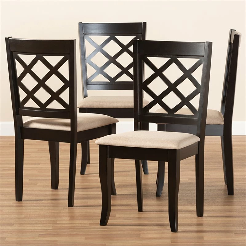 Budget 🌟 Baxton Studio Verner Wood Dining Chair In Sand And Espresso - Set Of 4 🎉 6 Budget 🌟 Baxton Studio Verner Wood Dining Chair In Sand And Espresso - Set Of 4 🎉 - Image 4